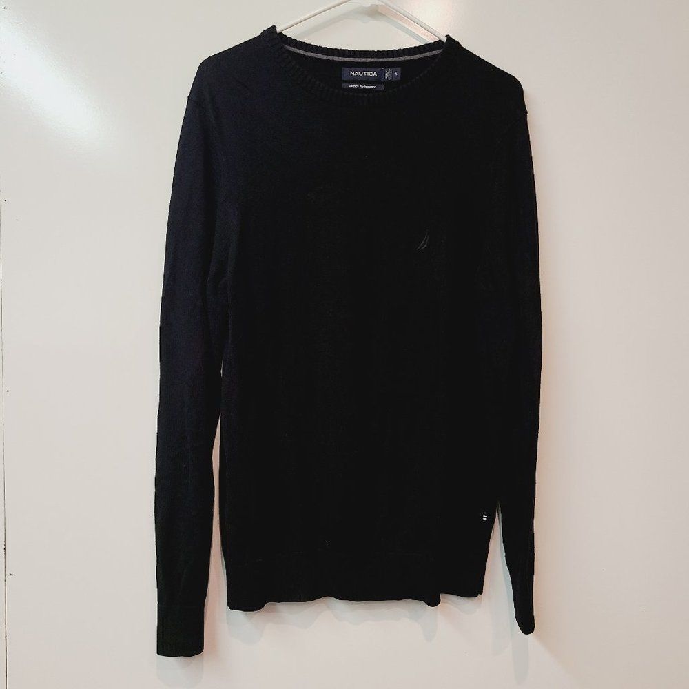 Nautica Sweater Black Long Sleeve Wool Blend Mens Small